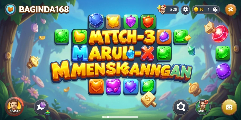 Screenshot menampilkan gameplay seru dari BAGINDA168 dengan grafis match-3.