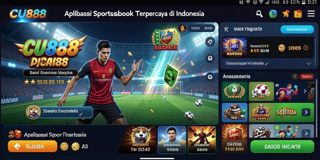 Tampilan interaktif dari aplikasi CU888 saat memasang taruhan olahraga.