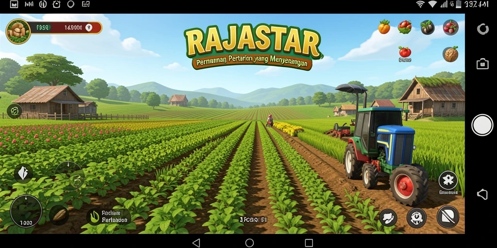 Gameplay <strong>RAJASTAR</strong> menampilkan aktivitas pertanian yang seru dan interaktif.