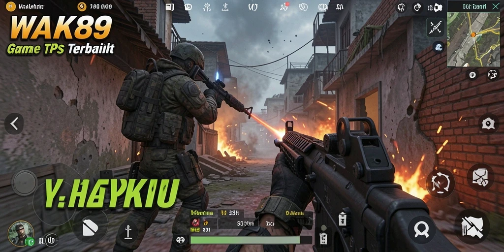 Tangkapan layar utama WAK89 menampilkan aksi intens dalam gameplay TPS.